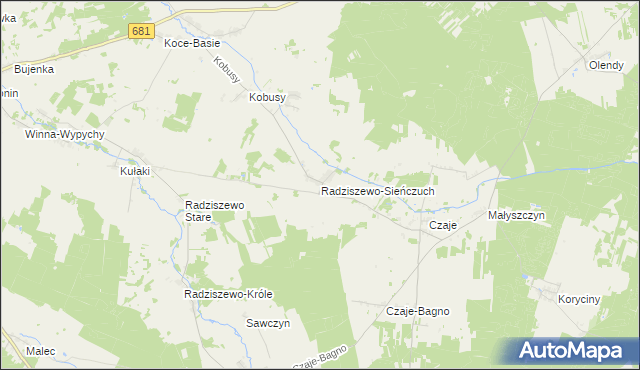 mapa Radziszewo-Sieńczuch, Radziszewo-Sieńczuch na mapie Targeo