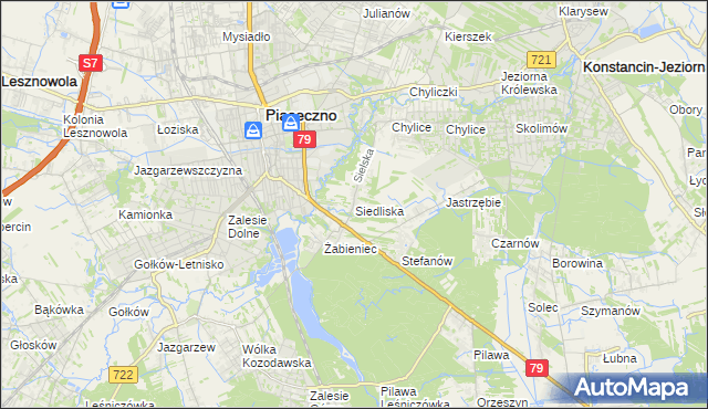 mapa Siedliska gmina Piaseczno, Siedliska gmina Piaseczno na mapie Targeo