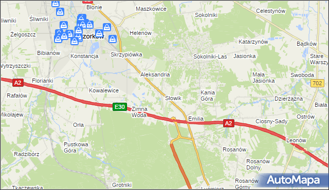 mapa Słowik gmina Zgierz, Słowik gmina Zgierz na mapie Targeo