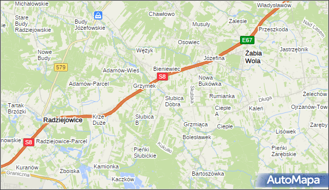 mapa Słubica Dobra, Słubica Dobra na mapie Targeo