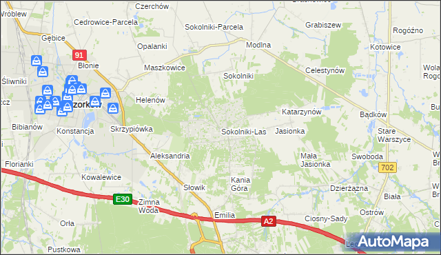 mapa Sokolniki-Las, Sokolniki-Las na mapie Targeo
