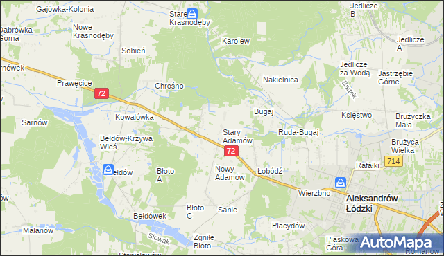 mapa Stary Adamów gmina Aleksandrów Łódzki, Stary Adamów gmina Aleksandrów Łódzki na mapie Targeo
