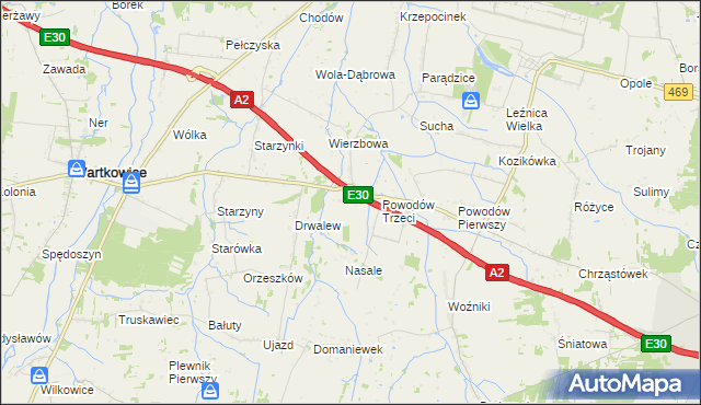 mapa Wierzbówka gmina Wartkowice, Wierzbówka gmina Wartkowice na mapie Targeo