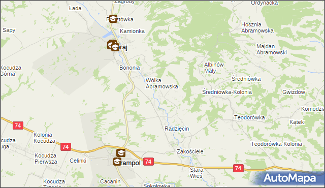 mapa Abramów gmina Goraj, Abramów gmina Goraj na mapie Targeo