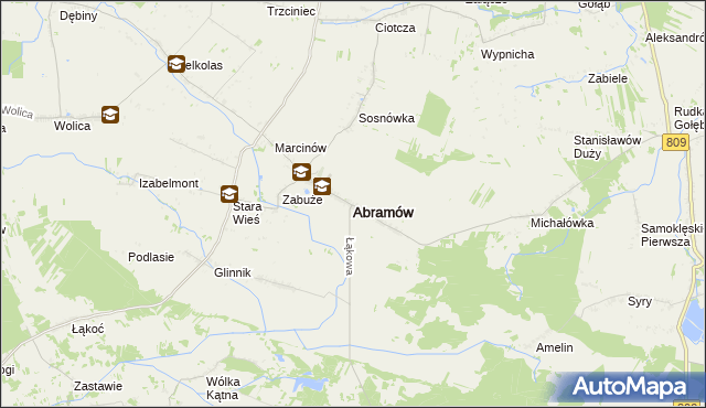 mapa Abramów powiat lubartowski, Abramów powiat lubartowski na mapie Targeo