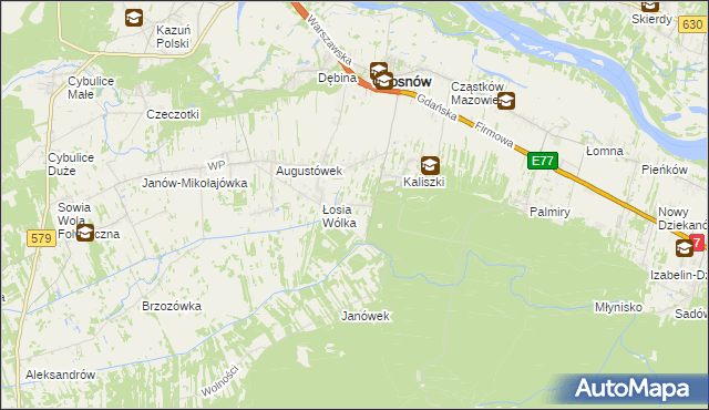 mapa Adamówek gmina Czosnów, Adamówek gmina Czosnów na mapie Targeo