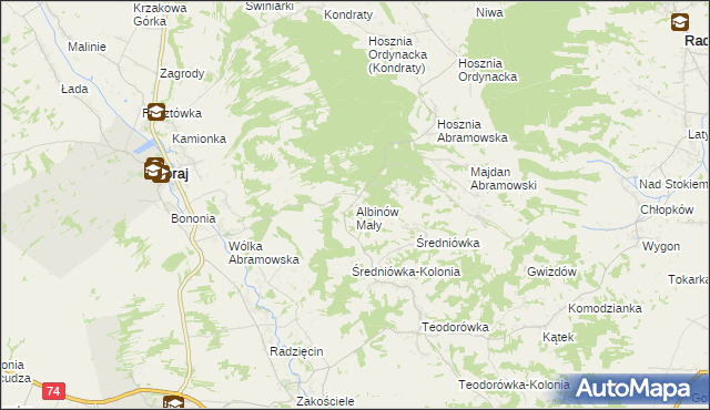 mapa Albinów Mały, Albinów Mały na mapie Targeo