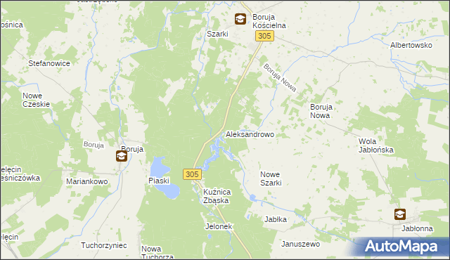 mapa Aleksandrowo gmina Rakoniewice, Aleksandrowo gmina Rakoniewice na mapie Targeo