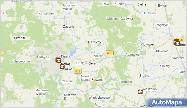 mapa Anielin gmina Nowe Miasto, Anielin gmina Nowe Miasto na mapie Targeo