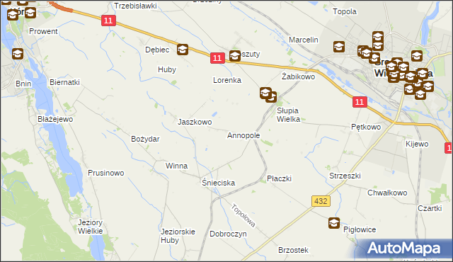 mapa Annopole gmina Środa Wielkopolska, Annopole gmina Środa Wielkopolska na mapie Targeo