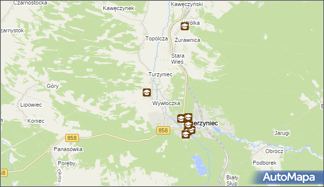 mapa Bagno gmina Zwierzyniec, Bagno gmina Zwierzyniec na mapie Targeo