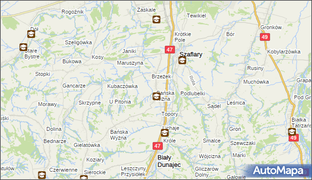 mapa Bańska Niżna, Bańska Niżna na mapie Targeo