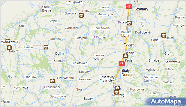 mapa Bańska Wyżna, Bańska Wyżna na mapie Targeo