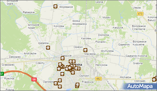 mapa Beniaminów gmina Zduńska Wola, Beniaminów gmina Zduńska Wola na mapie Targeo