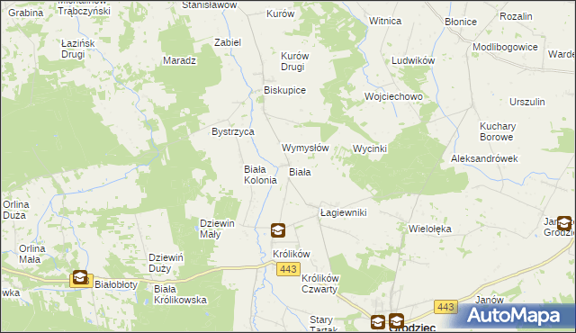 mapa Biała gmina Grodziec, Biała gmina Grodziec na mapie Targeo