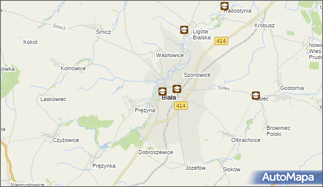 mapa Biała powiat prudnicki, Biała powiat prudnicki na mapie Targeo