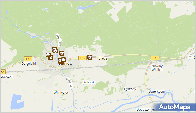 mapa Białcz gmina Witnica, Białcz gmina Witnica na mapie Targeo