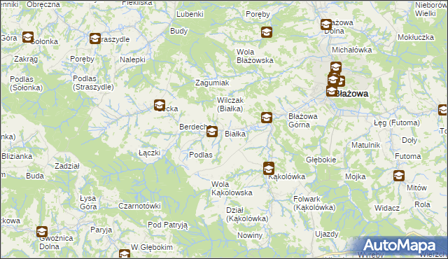 mapa Białka gmina Błażowa, Białka gmina Błażowa na mapie Targeo
