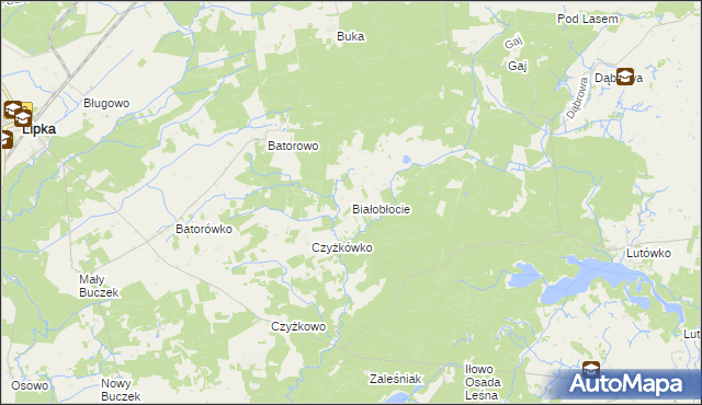 mapa Białobłocie gmina Lipka, Białobłocie gmina Lipka na mapie Targeo