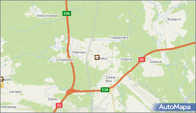 mapa Białuń gmina Goleniów, Białuń gmina Goleniów na mapie Targeo