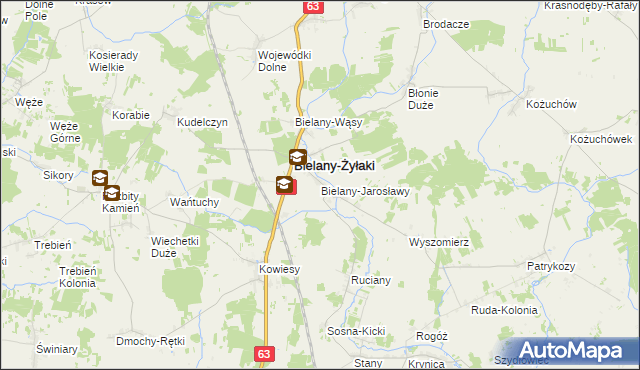 mapa Bielany-Jarosławy, Bielany-Jarosławy na mapie Targeo