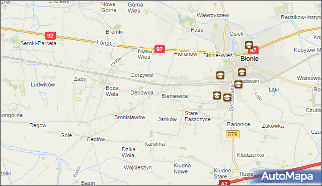 mapa Bieniewice, Bieniewice na mapie Targeo