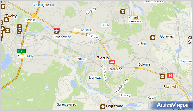 mapa Bieruń, Bieruń na mapie Targeo