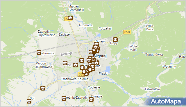 mapa Biłgoraj, Biłgoraj na mapie Targeo