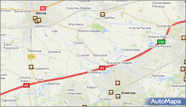 mapa Biskupice gmina Brwinów, Biskupice gmina Brwinów na mapie Targeo