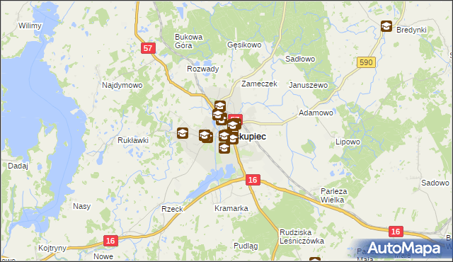 mapa Biskupiec powiat olsztyński, Biskupiec powiat olsztyński na mapie Targeo