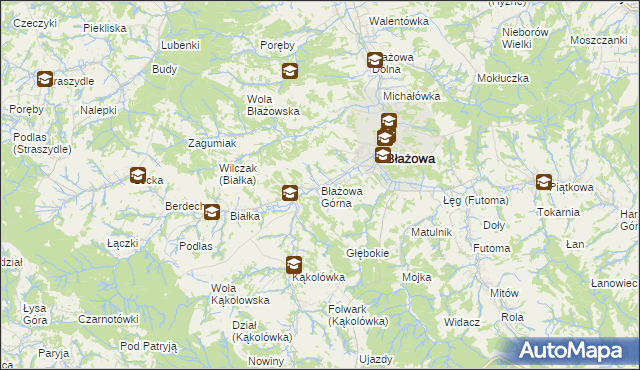 mapa Błażowa Górna, Błażowa Górna na mapie Targeo