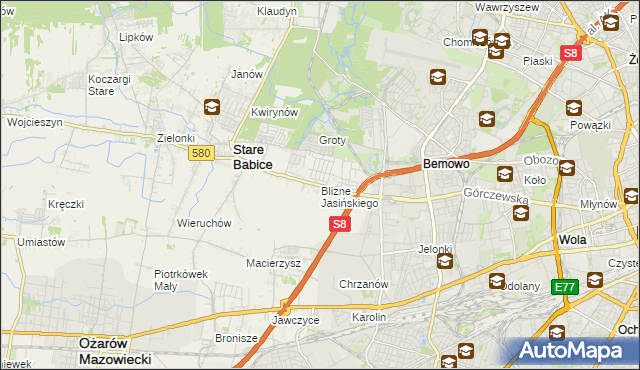 mapa Blizne Jasińskiego, Blizne Jasińskiego na mapie Targeo