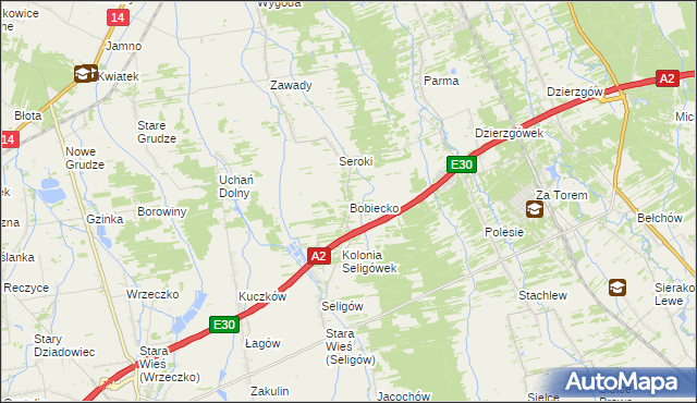 mapa Bobiecko, Bobiecko na mapie Targeo