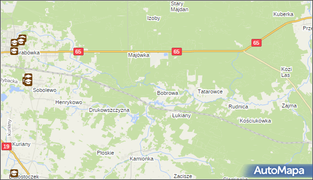 mapa Bobrowa gmina Zabłudów, Bobrowa gmina Zabłudów na mapie Targeo