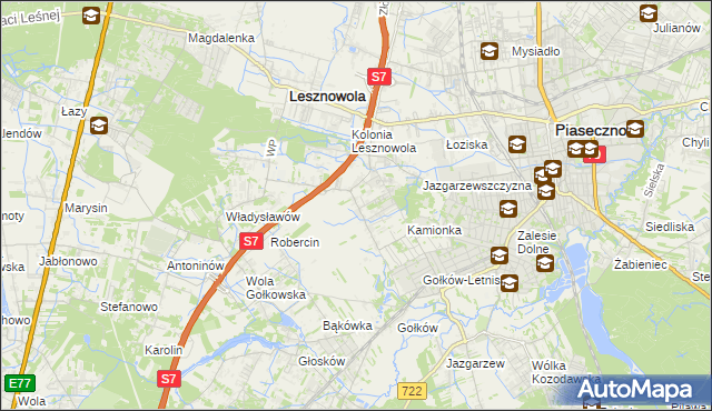 mapa Bobrowiec gmina Piaseczno, Bobrowiec gmina Piaseczno na mapie Targeo