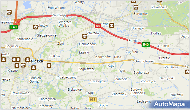 mapa Bodzanów gmina Biskupice, Bodzanów gmina Biskupice na mapie Targeo