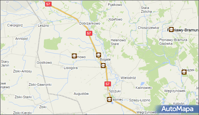 mapa Bogate, Bogate na mapie Targeo