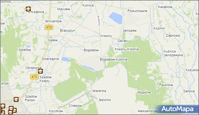mapa Bogdałów-Kolonia, Bogdałów-Kolonia na mapie Targeo