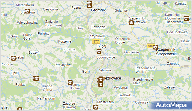 mapa Bogoniowice, Bogoniowice na mapie Targeo