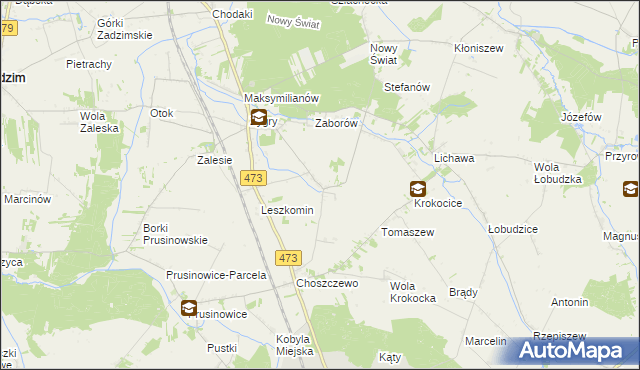 mapa Bogucice gmina Zadzim, Bogucice gmina Zadzim na mapie Targeo