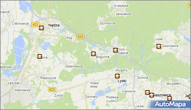 mapa Bogunice, Bogunice na mapie Targeo