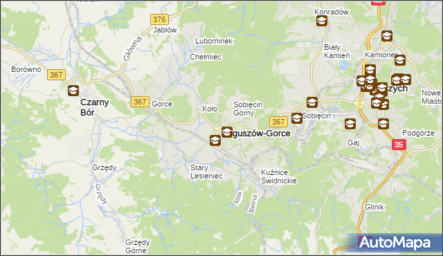 mapa Boguszów-Gorce, Boguszów-Gorce na mapie Targeo