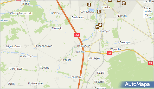 mapa Boguszyce gmina Łomża, Boguszyce gmina Łomża na mapie Targeo
