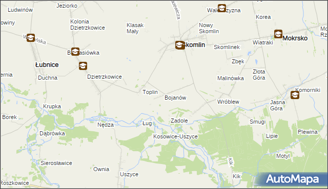 mapa Bojanów gmina Skomlin, Bojanów gmina Skomlin na mapie Targeo