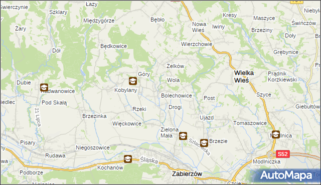 mapa Bolechowice gmina Zabierzów, Bolechowice gmina Zabierzów na mapie Targeo