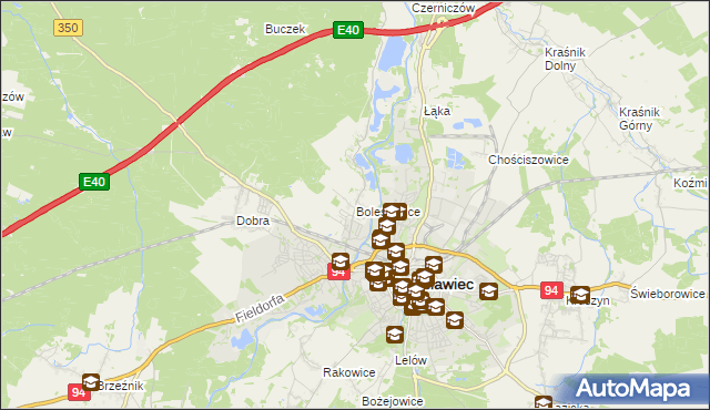 mapa Bolesławice gmina Bolesławiec, Bolesławice gmina Bolesławiec na mapie Targeo