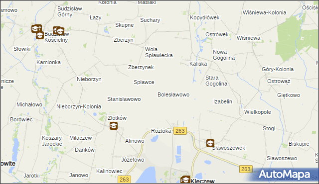 mapa Bolesławowo gmina Kleczew, Bolesławowo gmina Kleczew na mapie Targeo