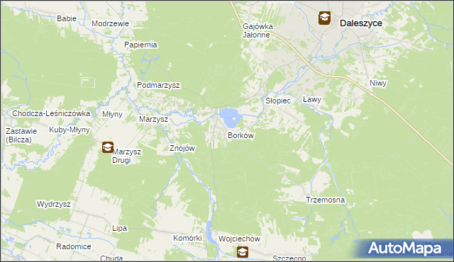 mapa Borków gmina Daleszyce, Borków gmina Daleszyce na mapie Targeo