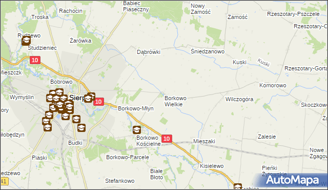 mapa Borkowo Wielkie gmina Sierpc, Borkowo Wielkie gmina Sierpc na mapie Targeo