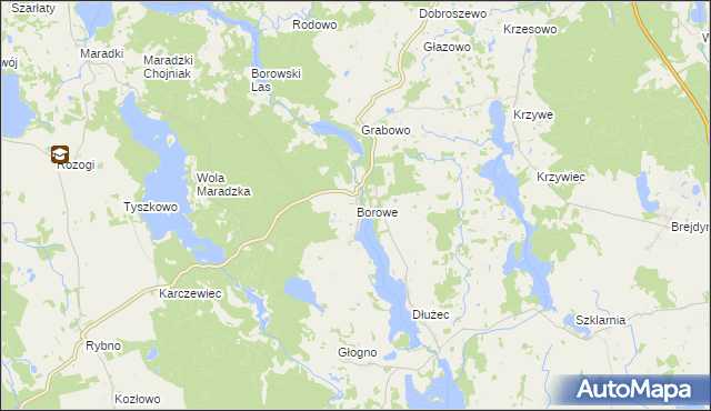 mapa Borowe gmina Sorkwity, Borowe gmina Sorkwity na mapie Targeo